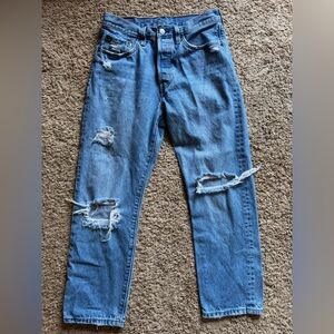 Levi’s 501 Distressed Jeans | W27 L26 | Button Fly | Classic Straight
